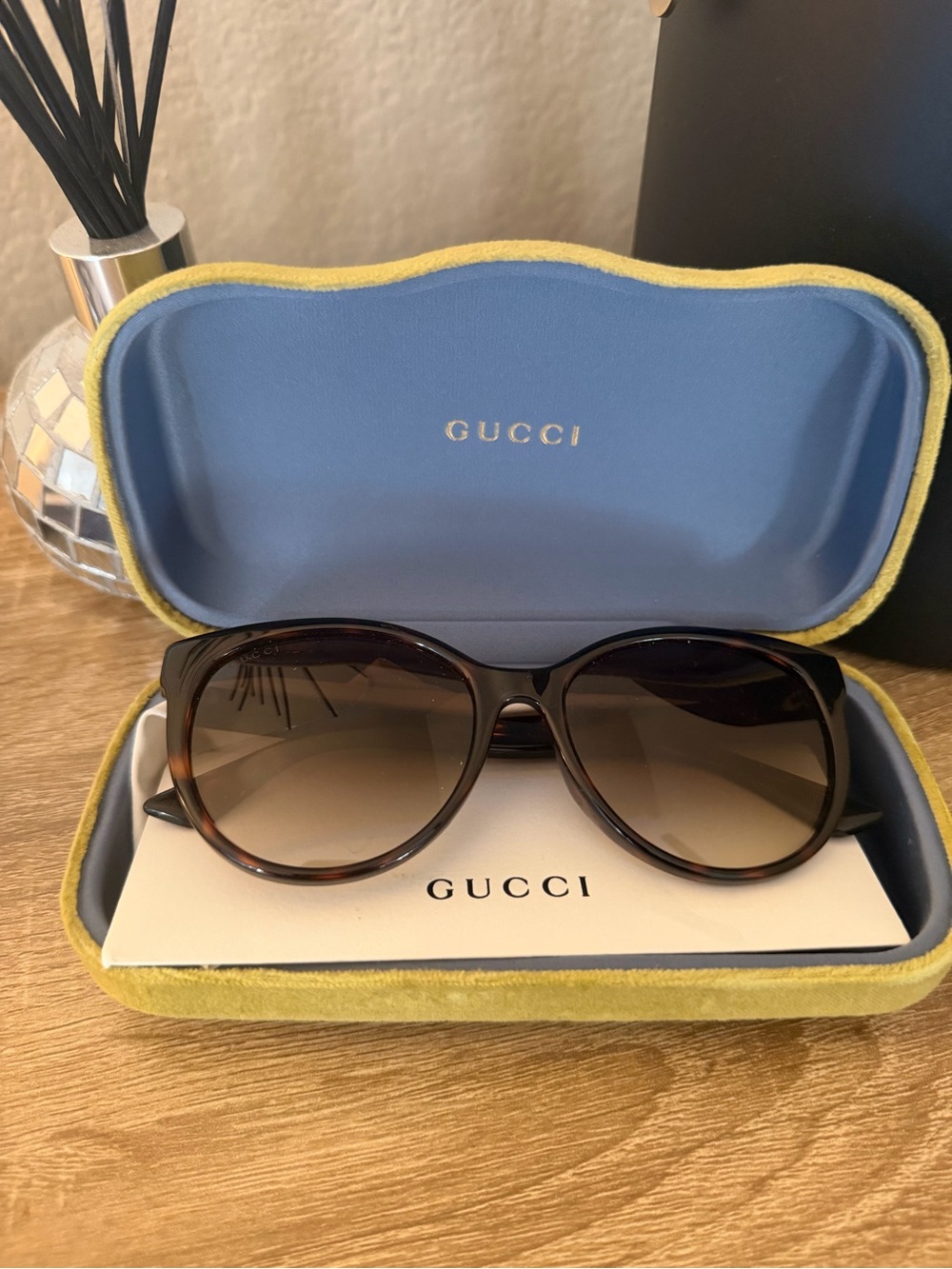 Gucci Women's Brown Gradient Lens Sunglasses with Tortoiseshell Frame